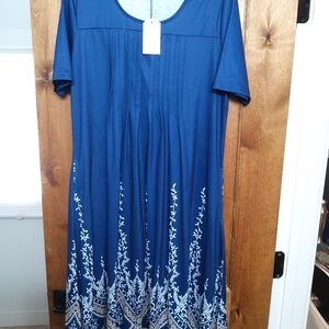 Elegant Blue Floral Dress